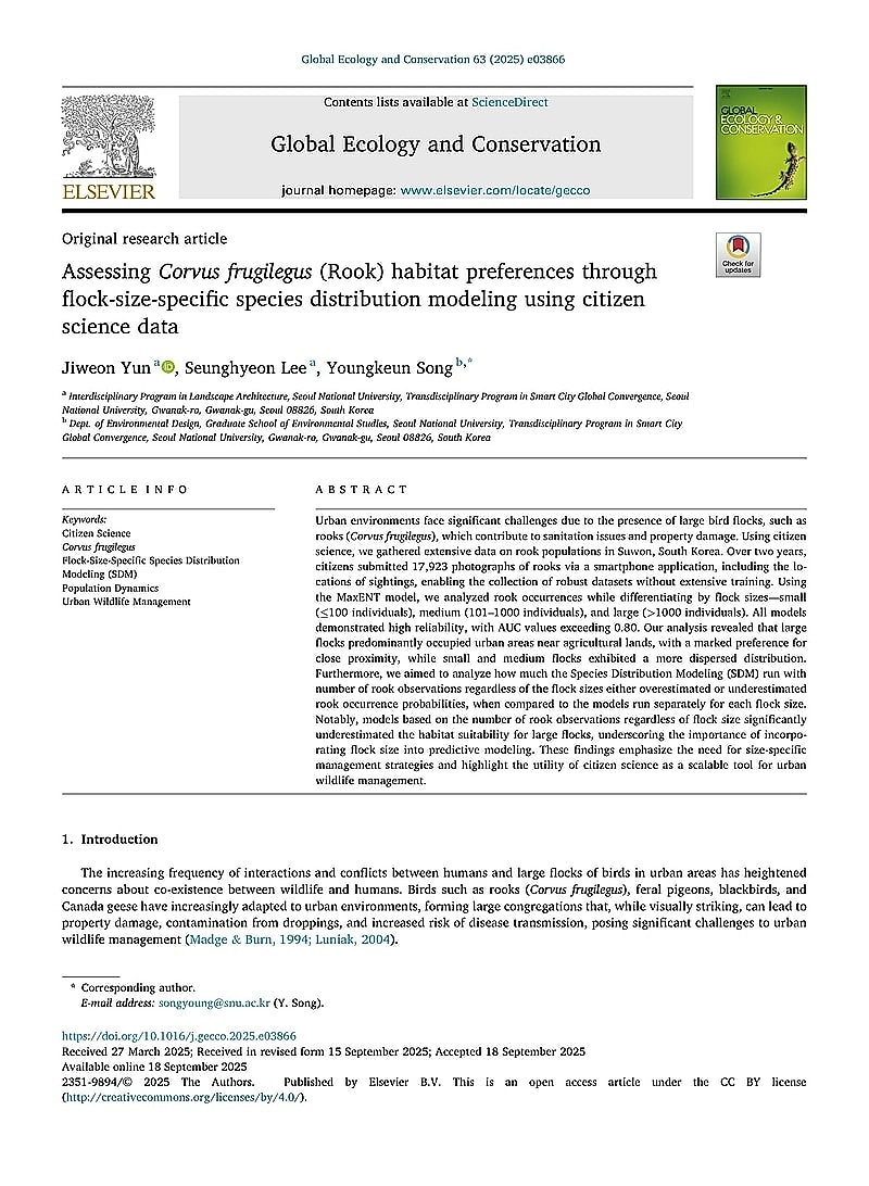 Assessing Corvus Frugilegus (Rook) Habitat Preferences through Flock-Size-Specific Species Distribution Modeling Using Citizen Science Data