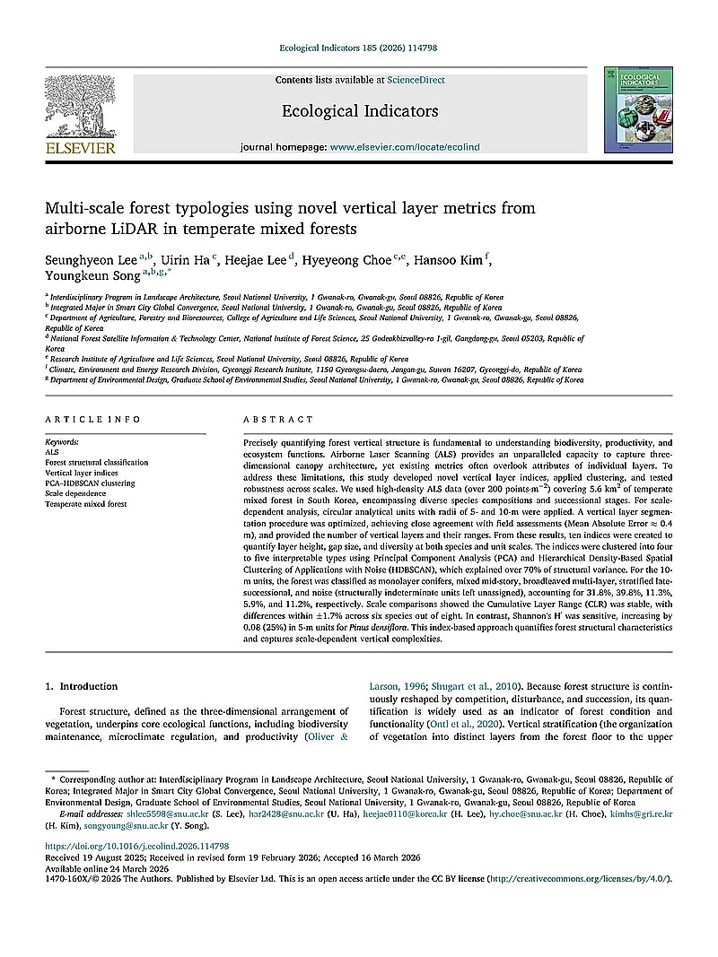 Multi-scale forest typologies using novel vertical layer metrics from airborne LiDAR in temperate mixed forests