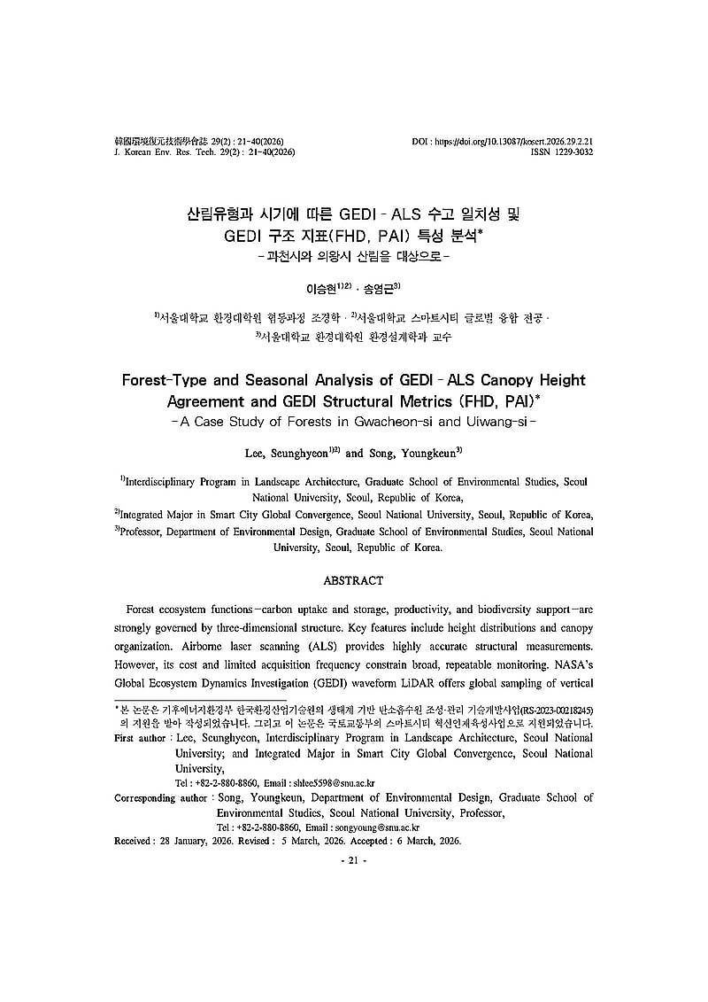 Forest-Type and Seasonal Analysis of GEDI–ALS Canopy Height Agreement and GEDI Structural Metrics (FHD, PAI) — A Case Study of Forests in Gwacheon-si and Uiwang-si
