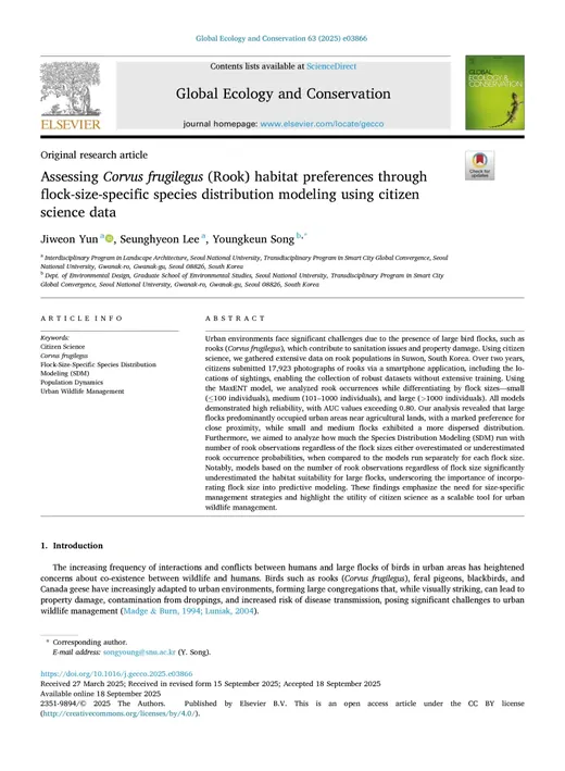 Assessing Corvus Frugilegus (Rook) Habitat Preferences through Flock-Size-Specific Species Distribution Modeling Using Citizen Science Data